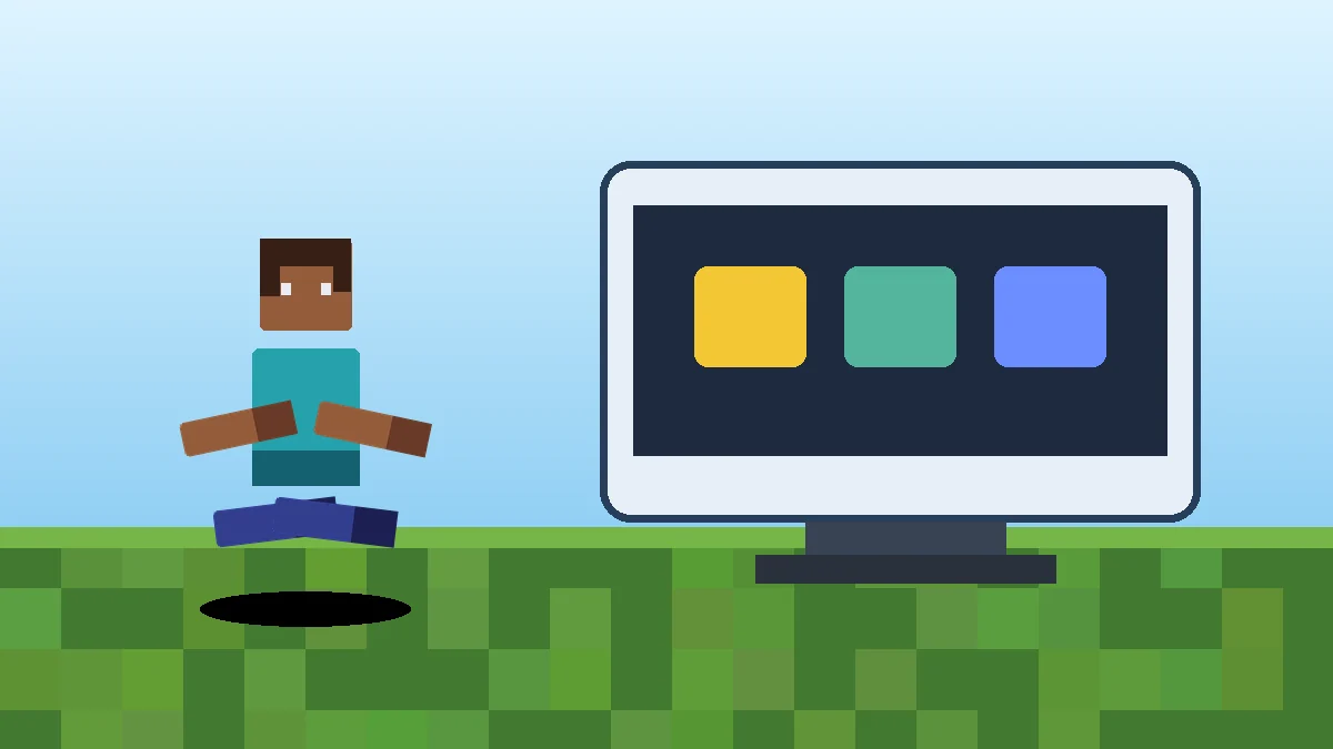 Minecraft mod installation scene with a player beside a game setup screen
